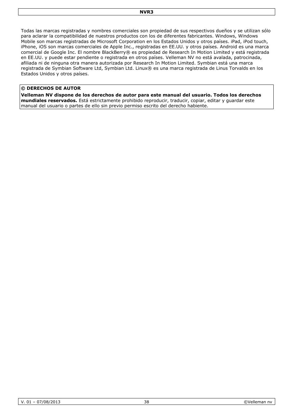 Velleman NVR3 User Manual | Page 38 / 48
