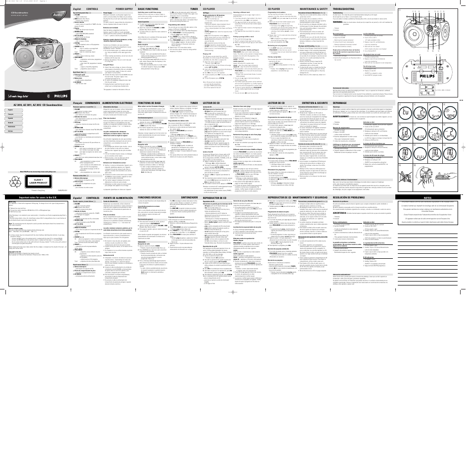 Philips AZ3010 User Manual | 12 pages