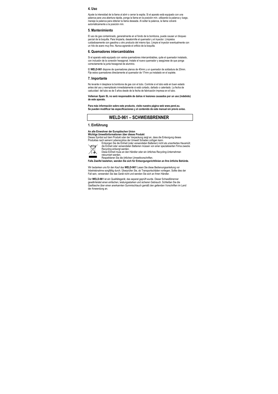 Weld-961 – schweißbrenner | Velleman WELD-961 User Manual | Page 7 / 8