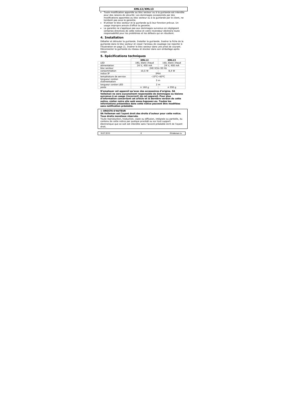 Velleman XML13 User Manual | Page 8 / 17