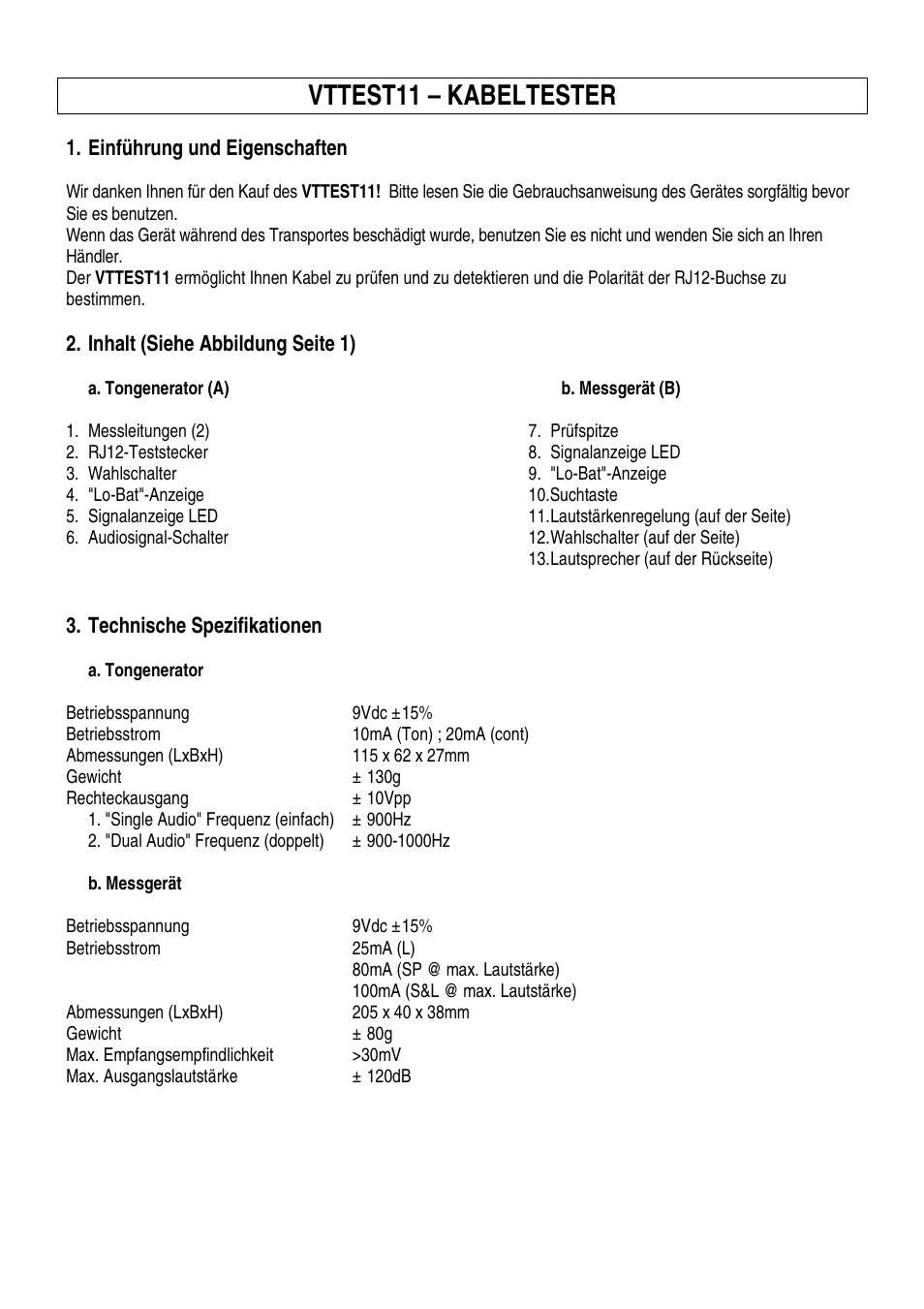 Vttest11 – kabeltester | Velleman VTTEST11 User Manual | Page 9 / 11