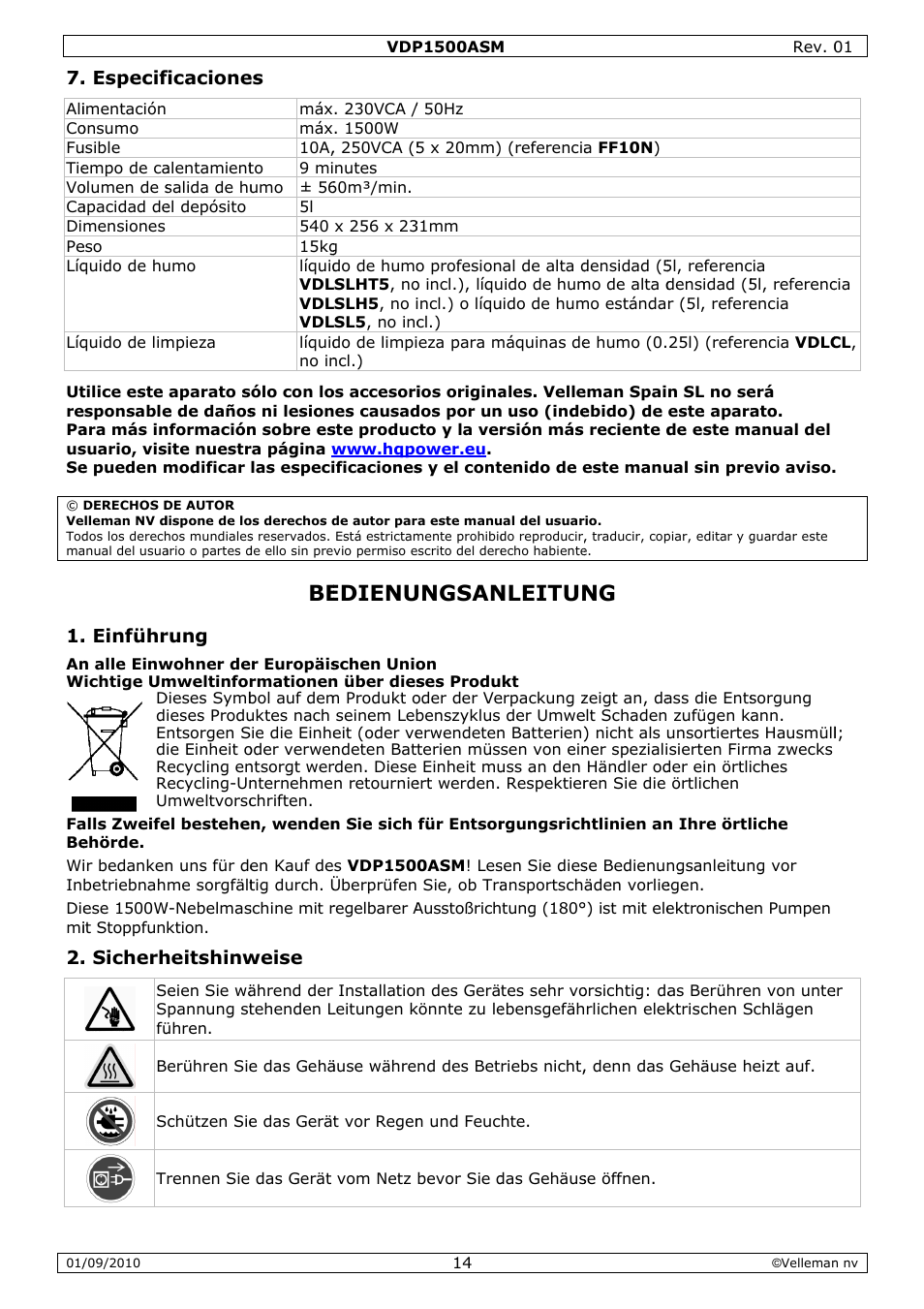 Edienu, Ungsan, Nleitun | Velleman VDP1500ASM User Manual | Page 14 / 20