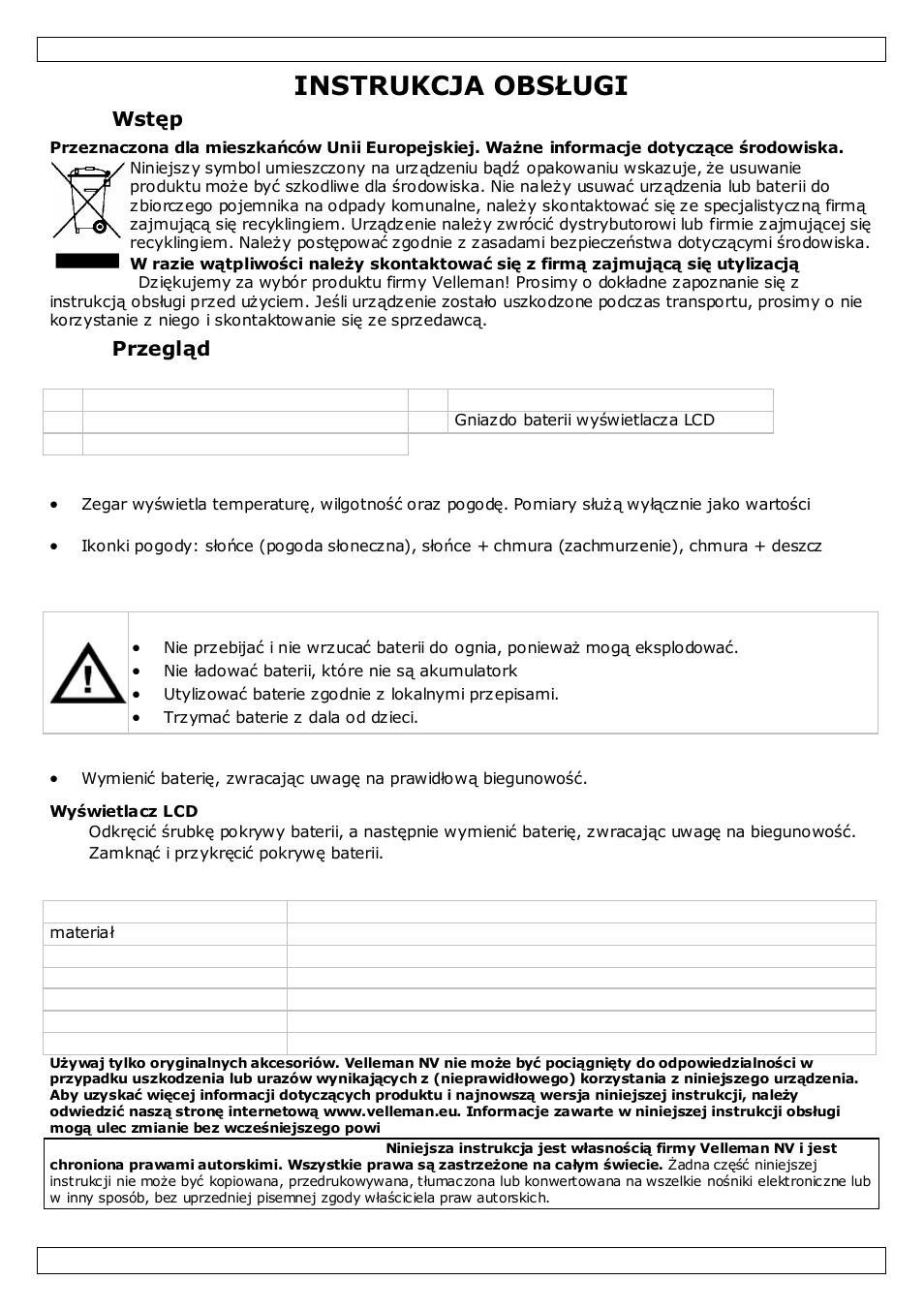 Instrukcja obsługi | Velleman WC25 User Manual | Page 9 / 12