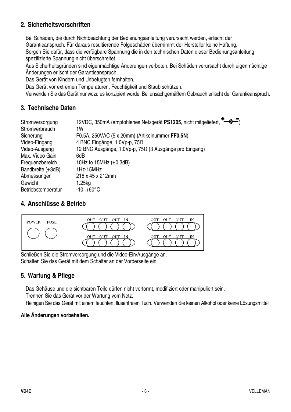 Velleman VD4C User Manual | Page 6 / 6
