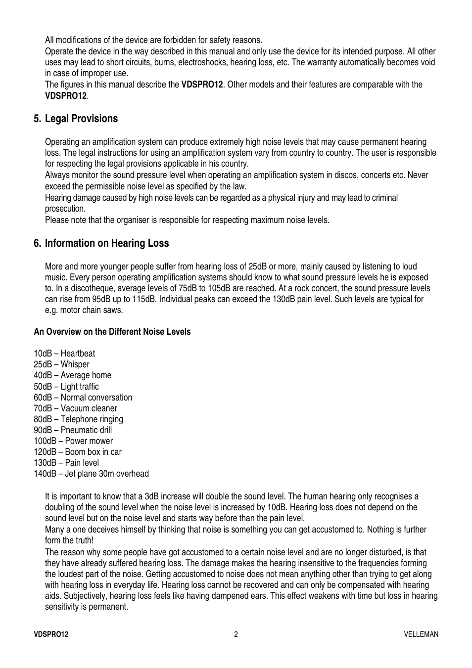 Velleman VDSPRO12 User Manual | Page 2 / 21