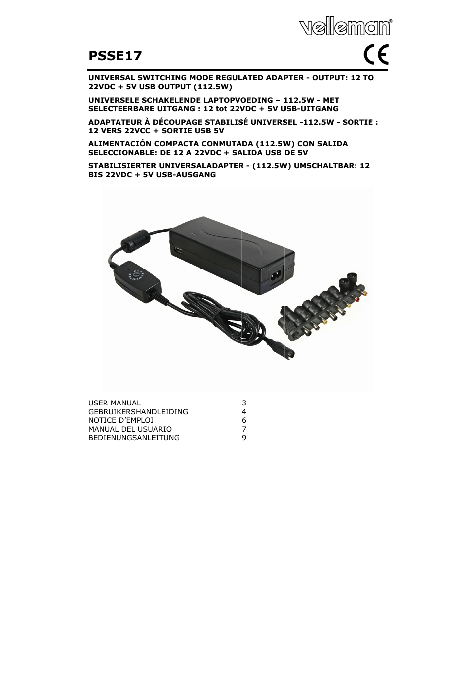 Velleman PSSE17 User Manual | 12 pages