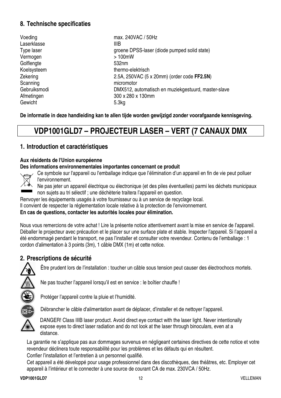 Velleman VDP1001GLD7 User Manual | Page 12 / 26