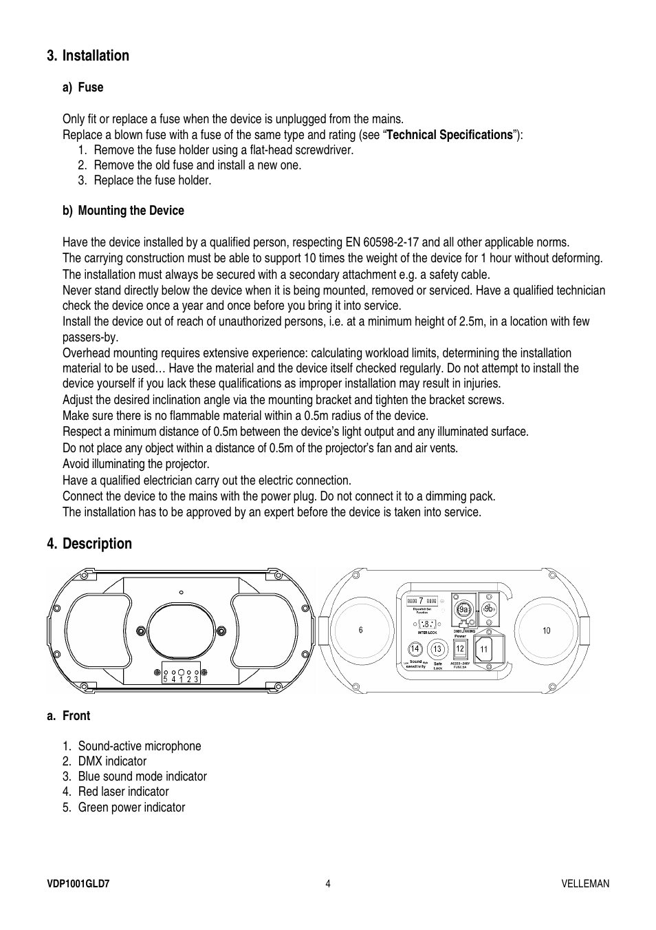 Velleman VDP1001GLD7 User Manual | Page 4 / 26