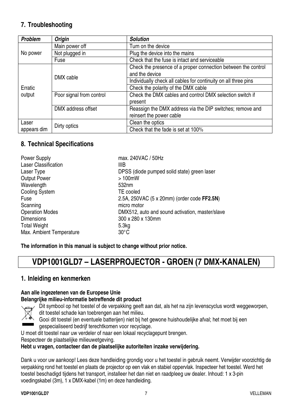 Velleman VDP1001GLD7 User Manual | Page 7 / 26