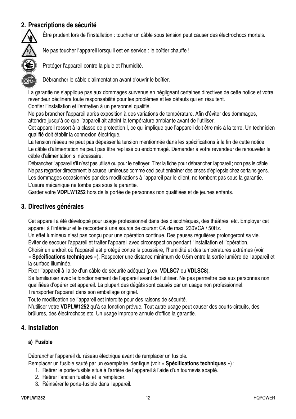 Velleman VDPLW1252 User Manual | Page 12 / 24