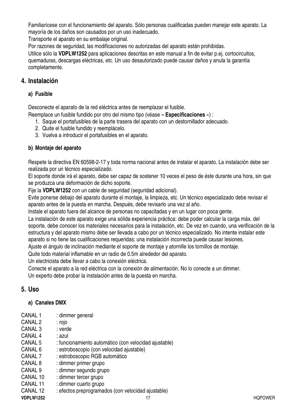 Velleman VDPLW1252 User Manual | Page 17 / 24