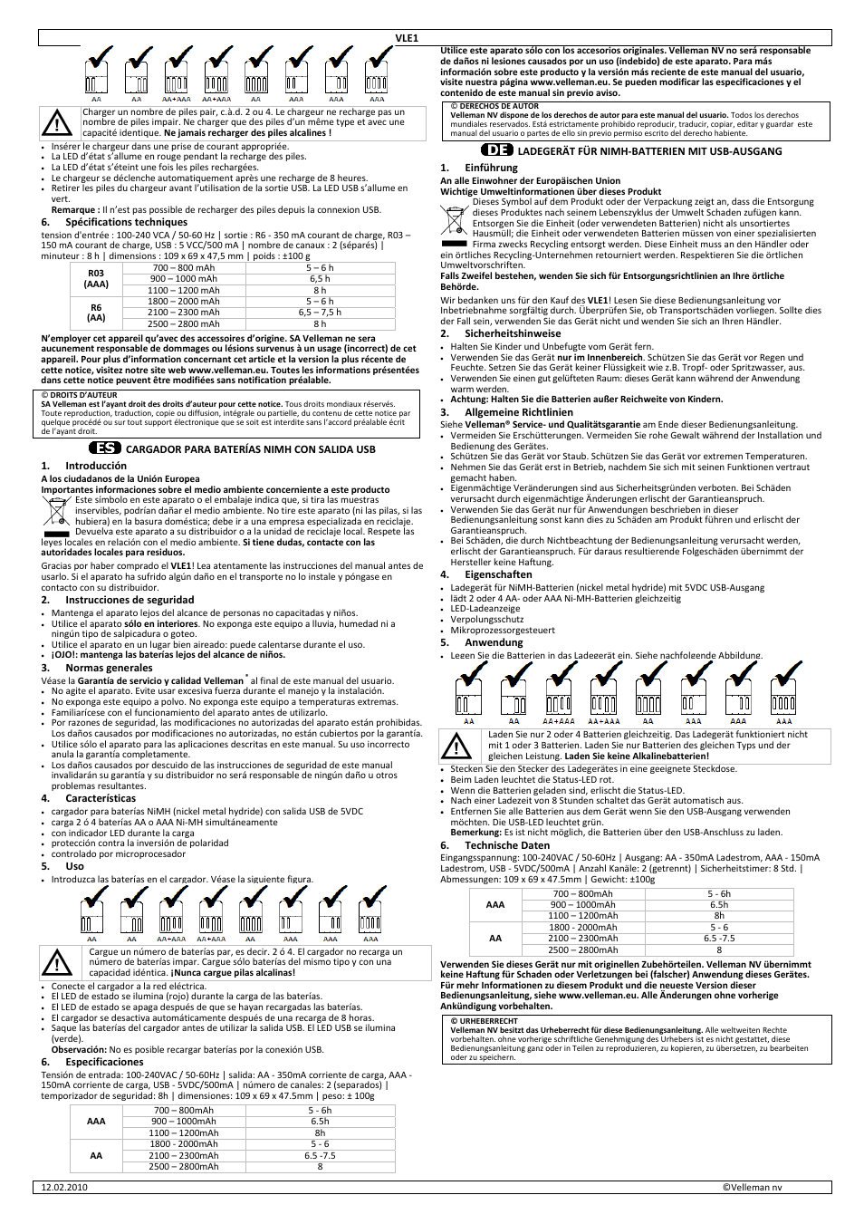 Velleman VLE1 User Manual | Page 2 / 3