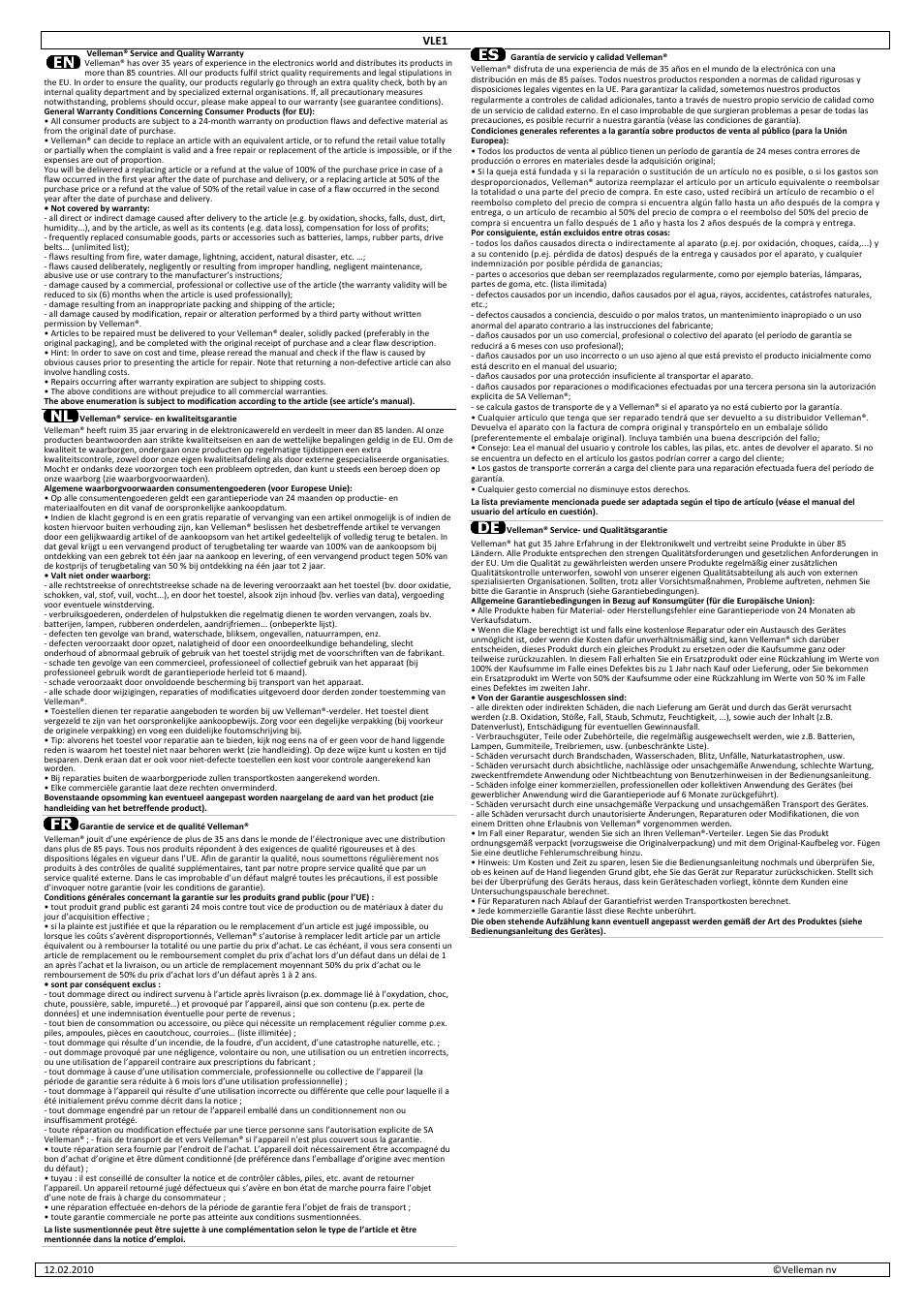 Velleman VLE1 User Manual | Page 3 / 3