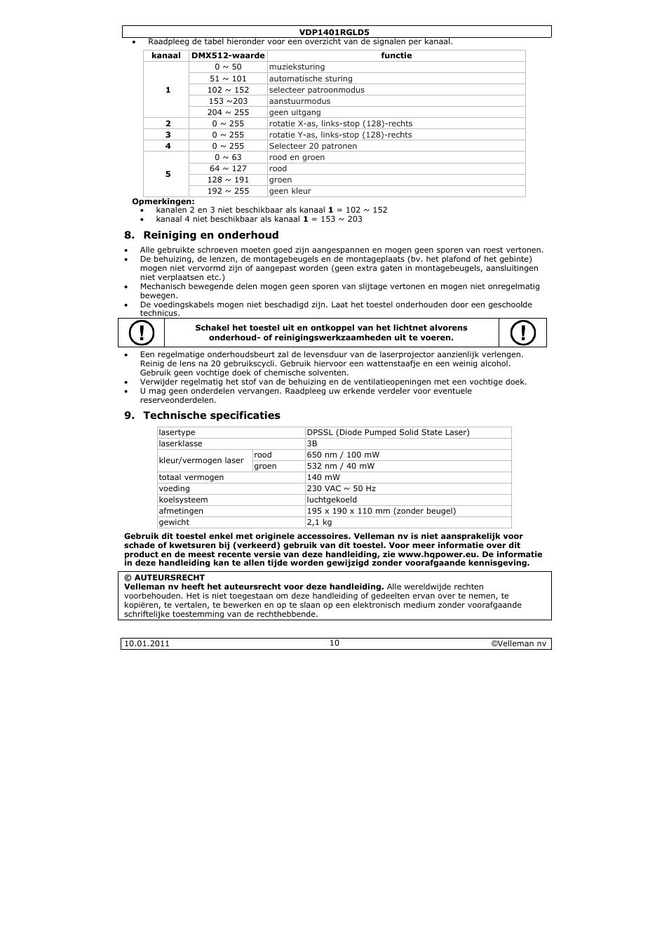 Velleman VDP1401RGLD5 User Manual | Page 10 / 24