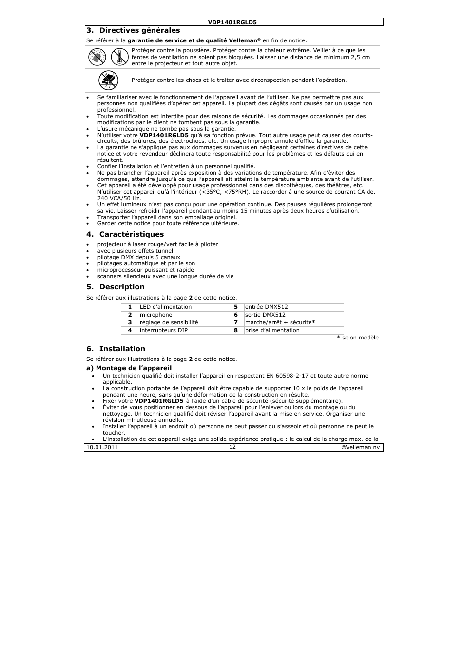 Velleman VDP1401RGLD5 User Manual | Page 12 / 24