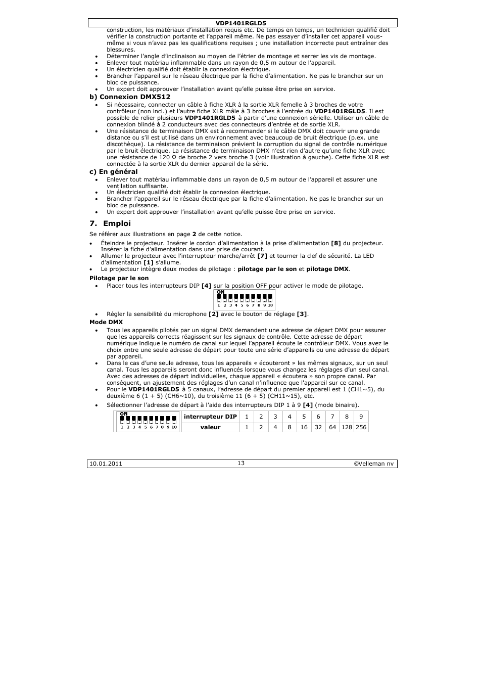 Velleman VDP1401RGLD5 User Manual | Page 13 / 24