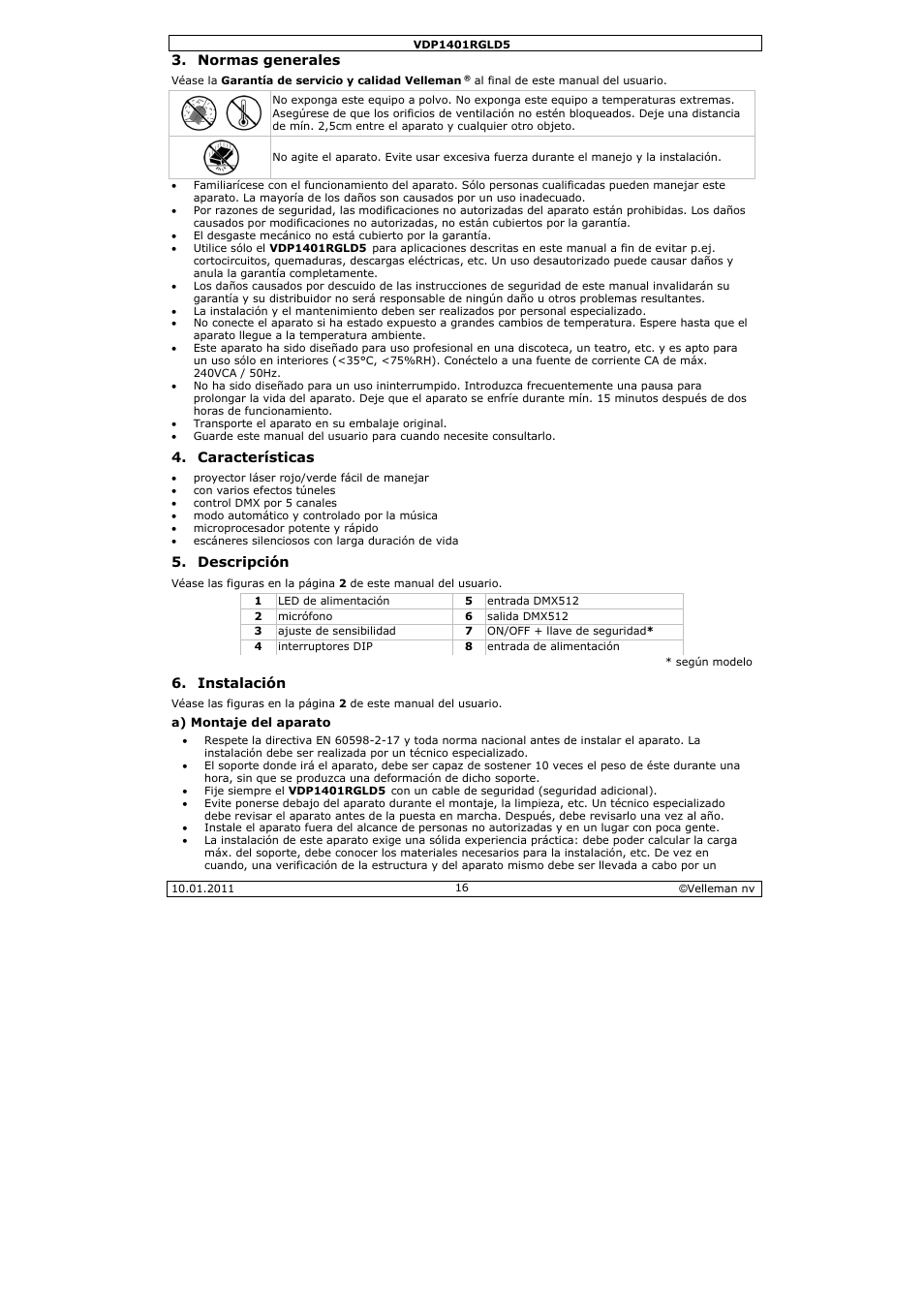 Velleman VDP1401RGLD5 User Manual | Page 16 / 24