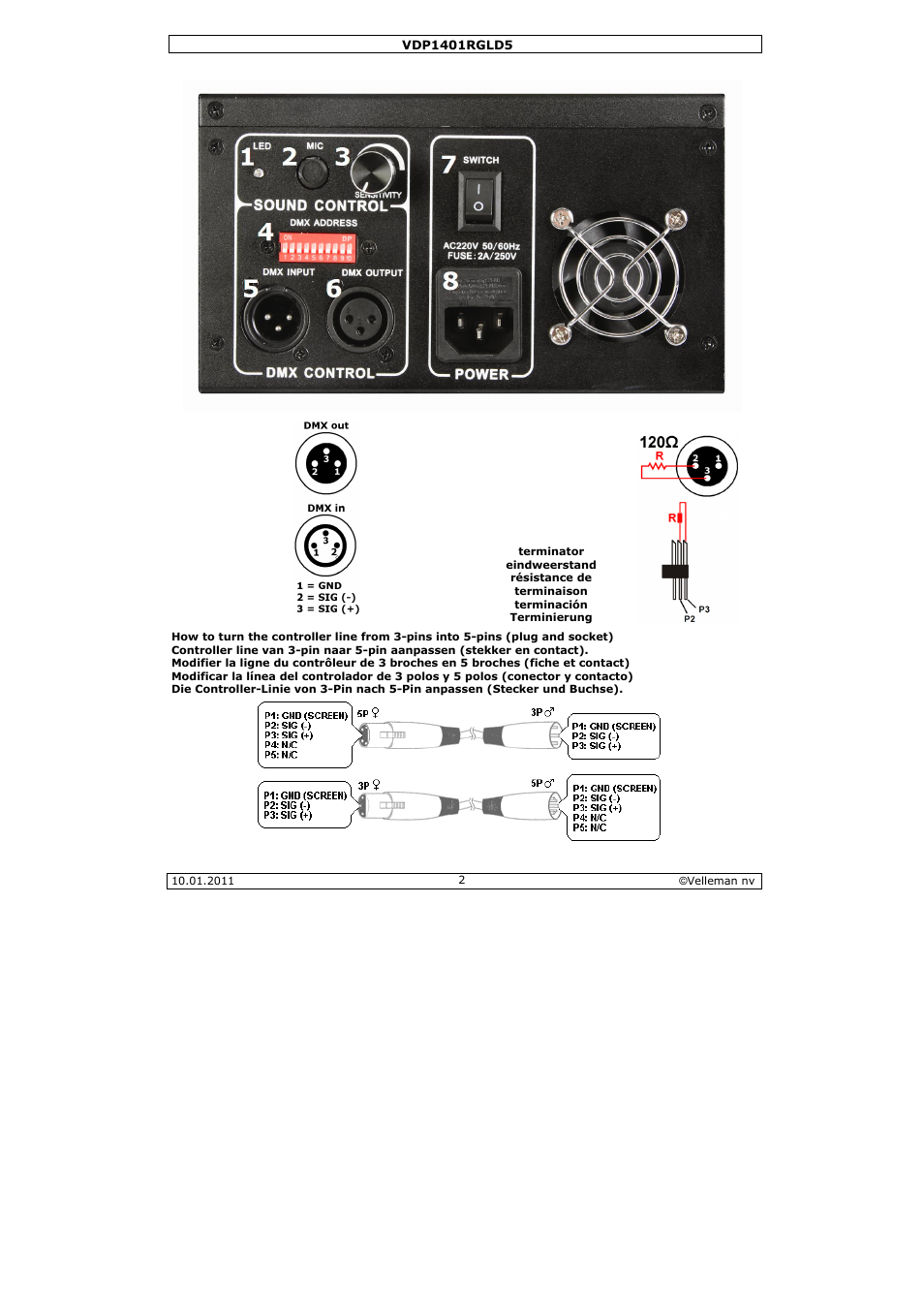 Velleman VDP1401RGLD5 User Manual | Page 2 / 24