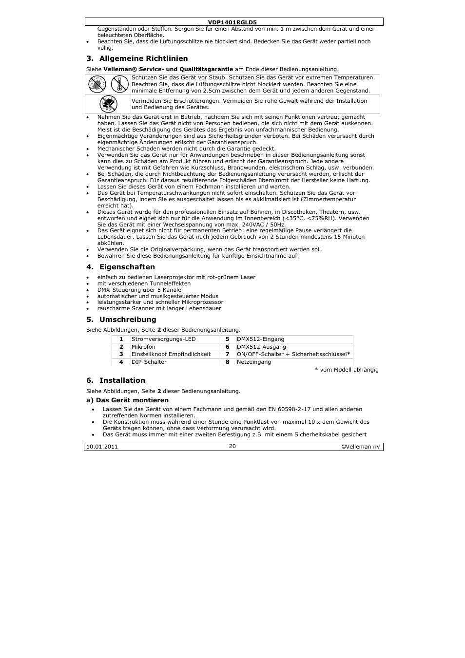 Velleman VDP1401RGLD5 User Manual | Page 20 / 24