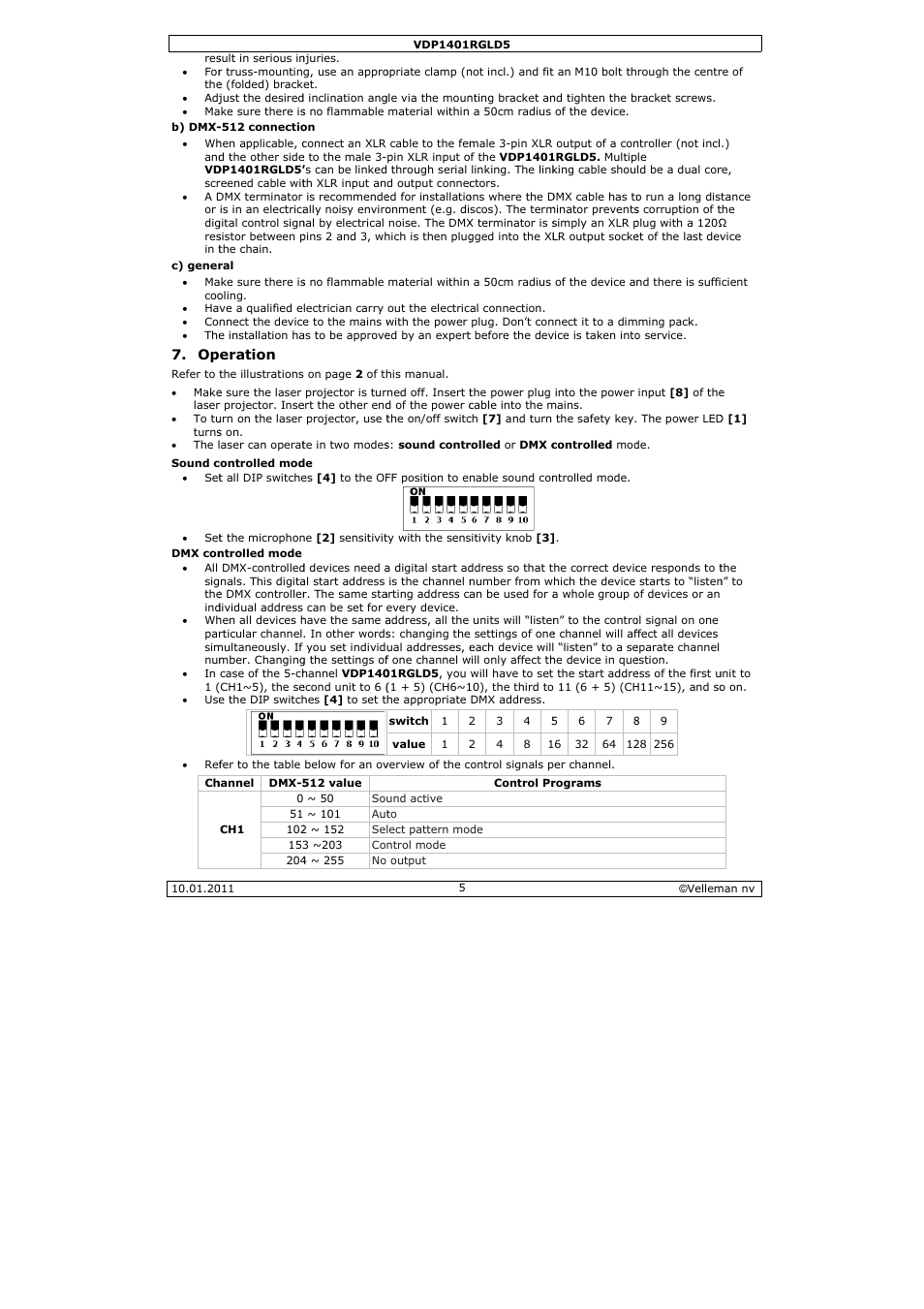 Velleman VDP1401RGLD5 User Manual | Page 5 / 24