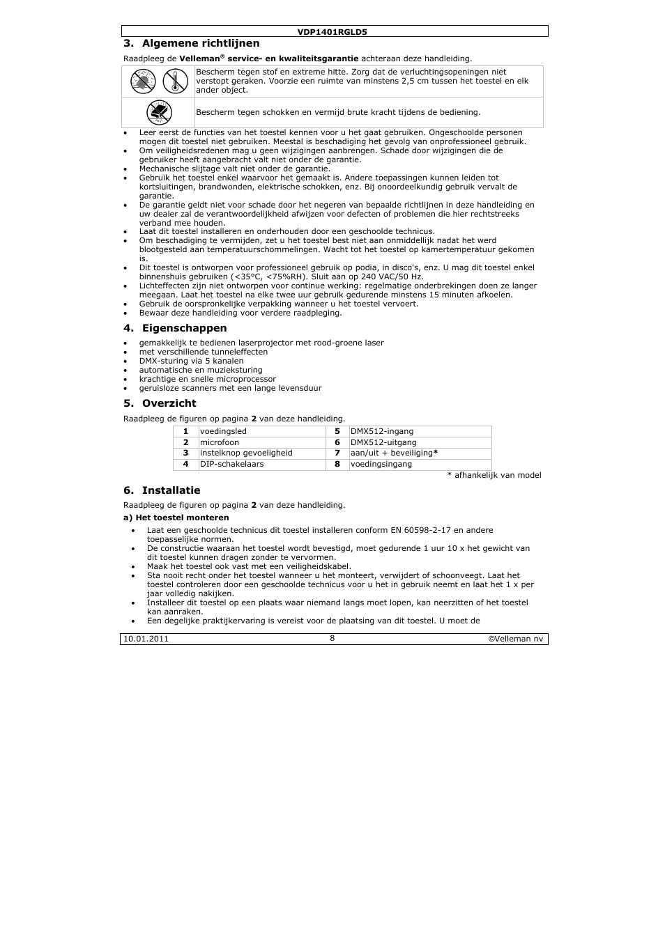 Velleman VDP1401RGLD5 User Manual | Page 8 / 24
