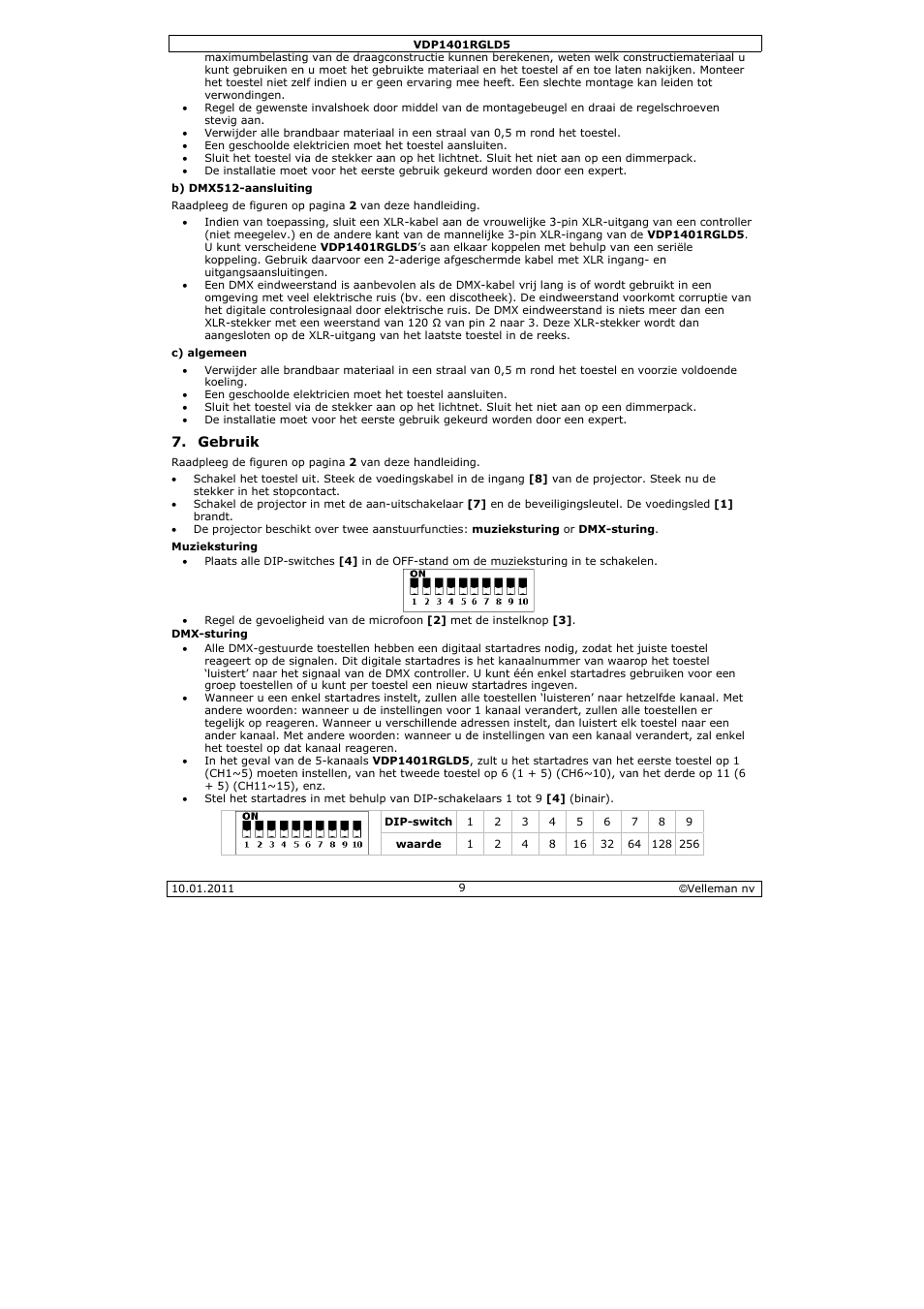Velleman VDP1401RGLD5 User Manual | Page 9 / 24