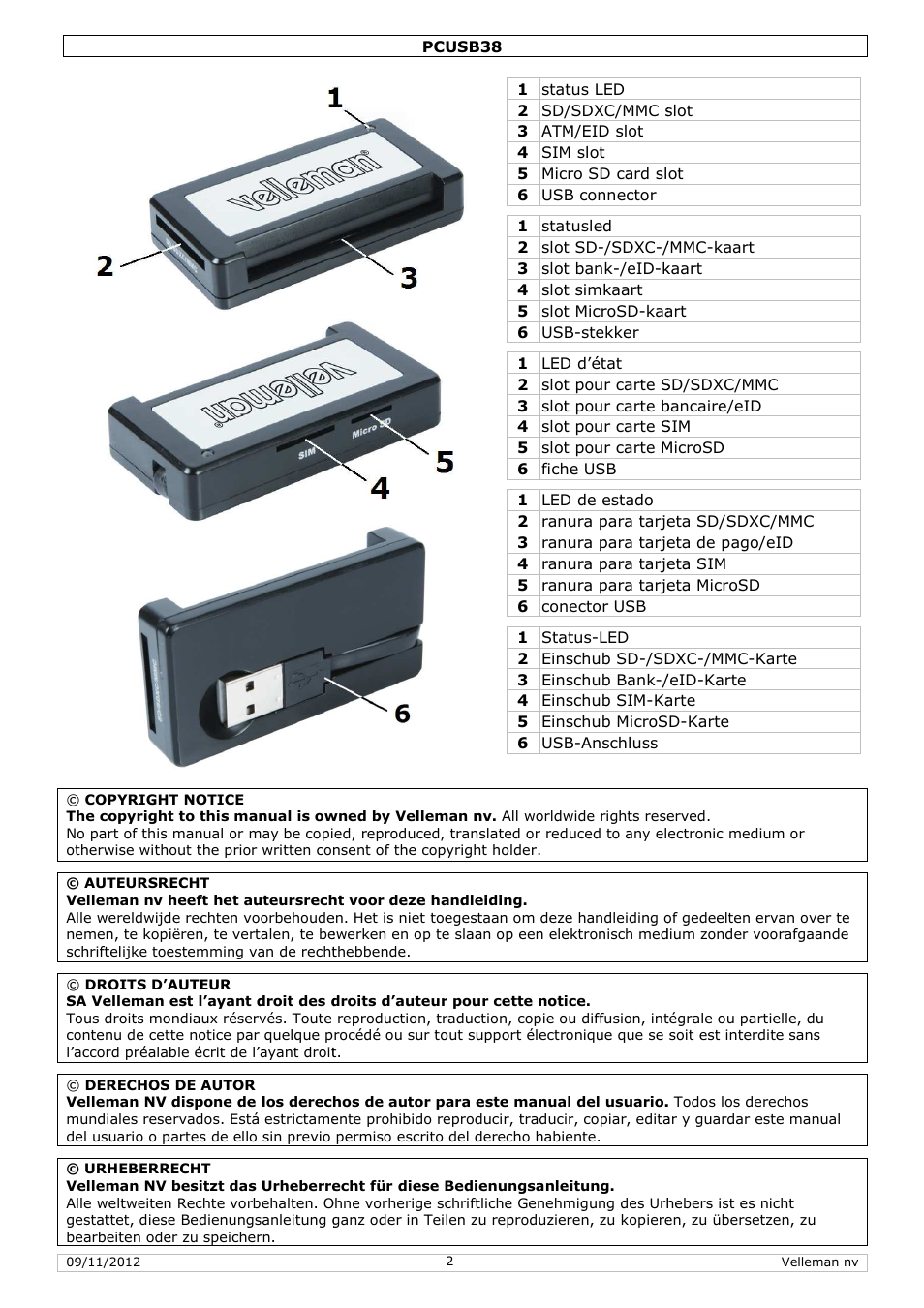 Velleman PCUSB38 User Manual | Page 2 / 30