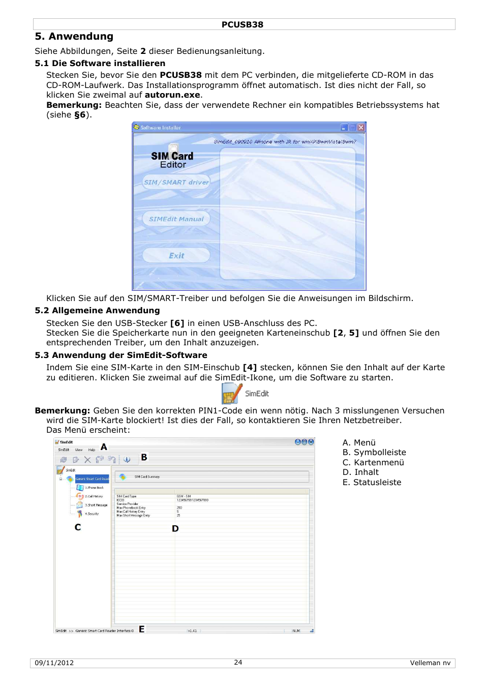 Anwendung | Velleman PCUSB38 User Manual | Page 24 / 30