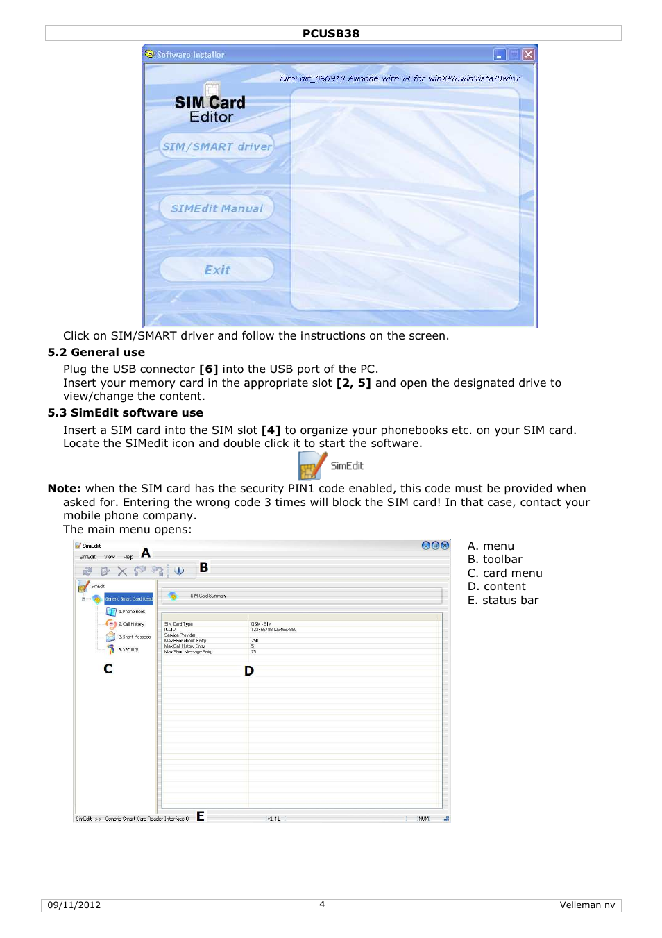 Velleman PCUSB38 User Manual | Page 4 / 30