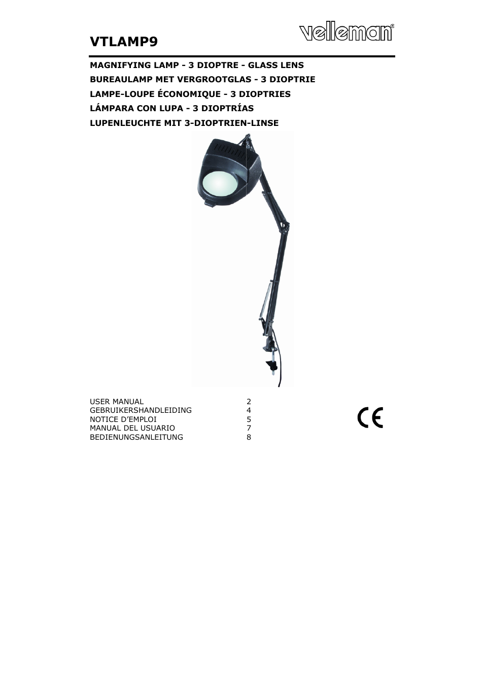 Velleman VTLAMP9 User Manual | 12 pages