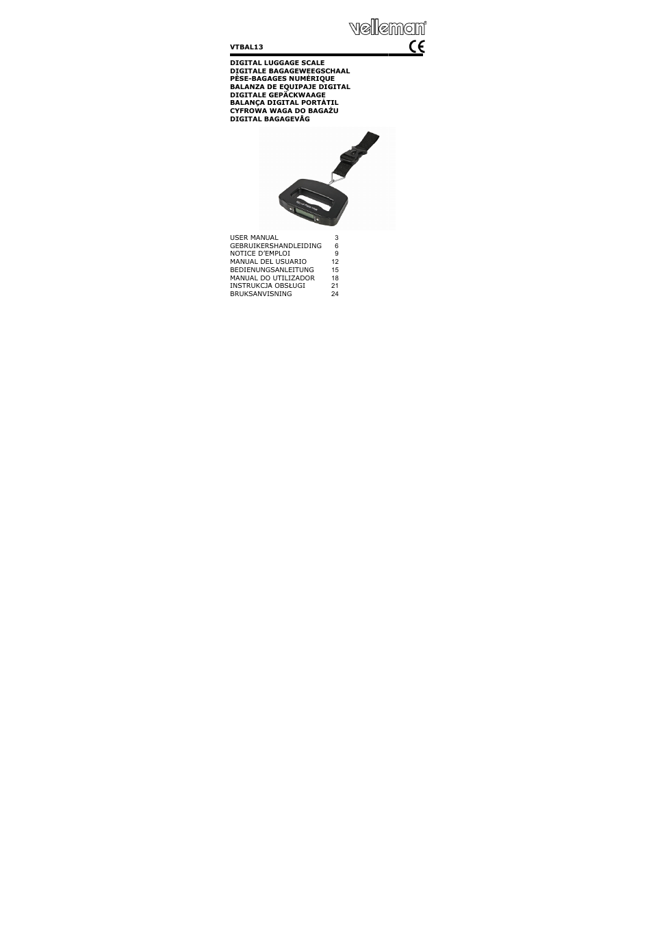 Velleman VTBAL13 User Manual | 32 pages