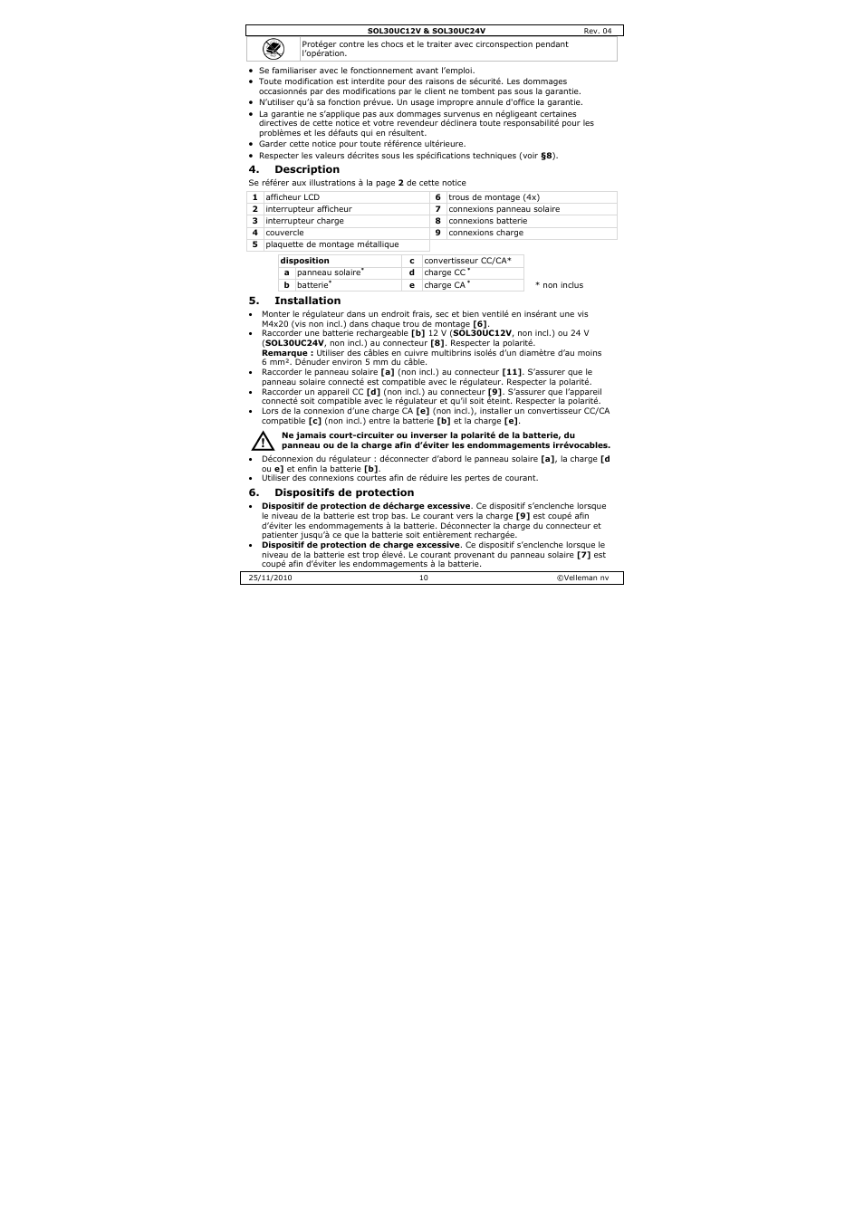 Velleman SOL30UC12V User Manual | Page 10 / 22