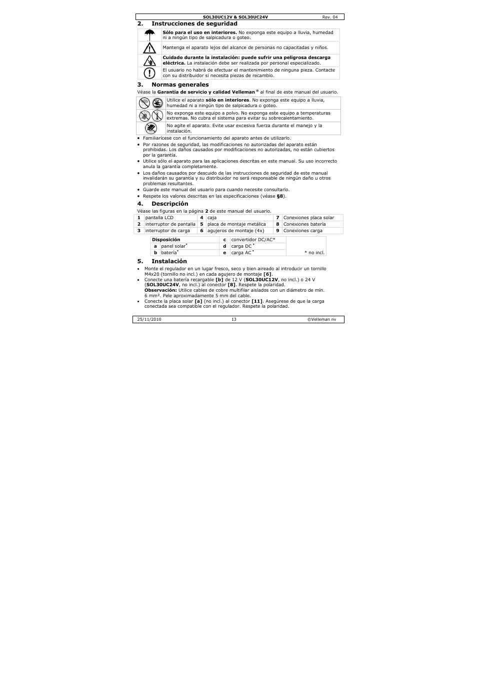 Velleman SOL30UC12V User Manual | Page 13 / 22