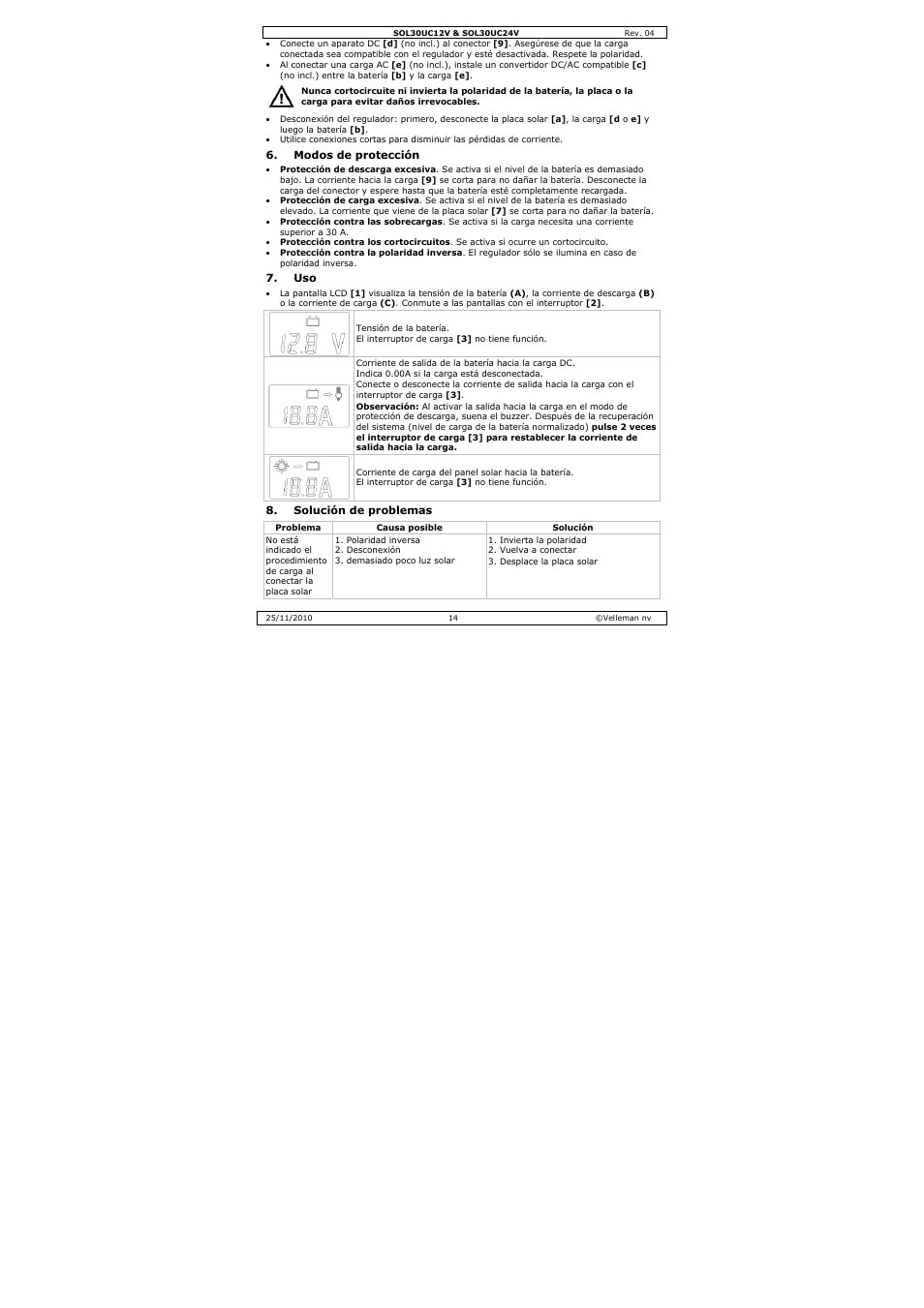 Velleman SOL30UC12V User Manual | Page 14 / 22