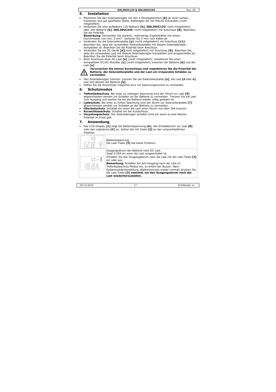 Velleman SOL30UC12V User Manual | Page 17 / 22
