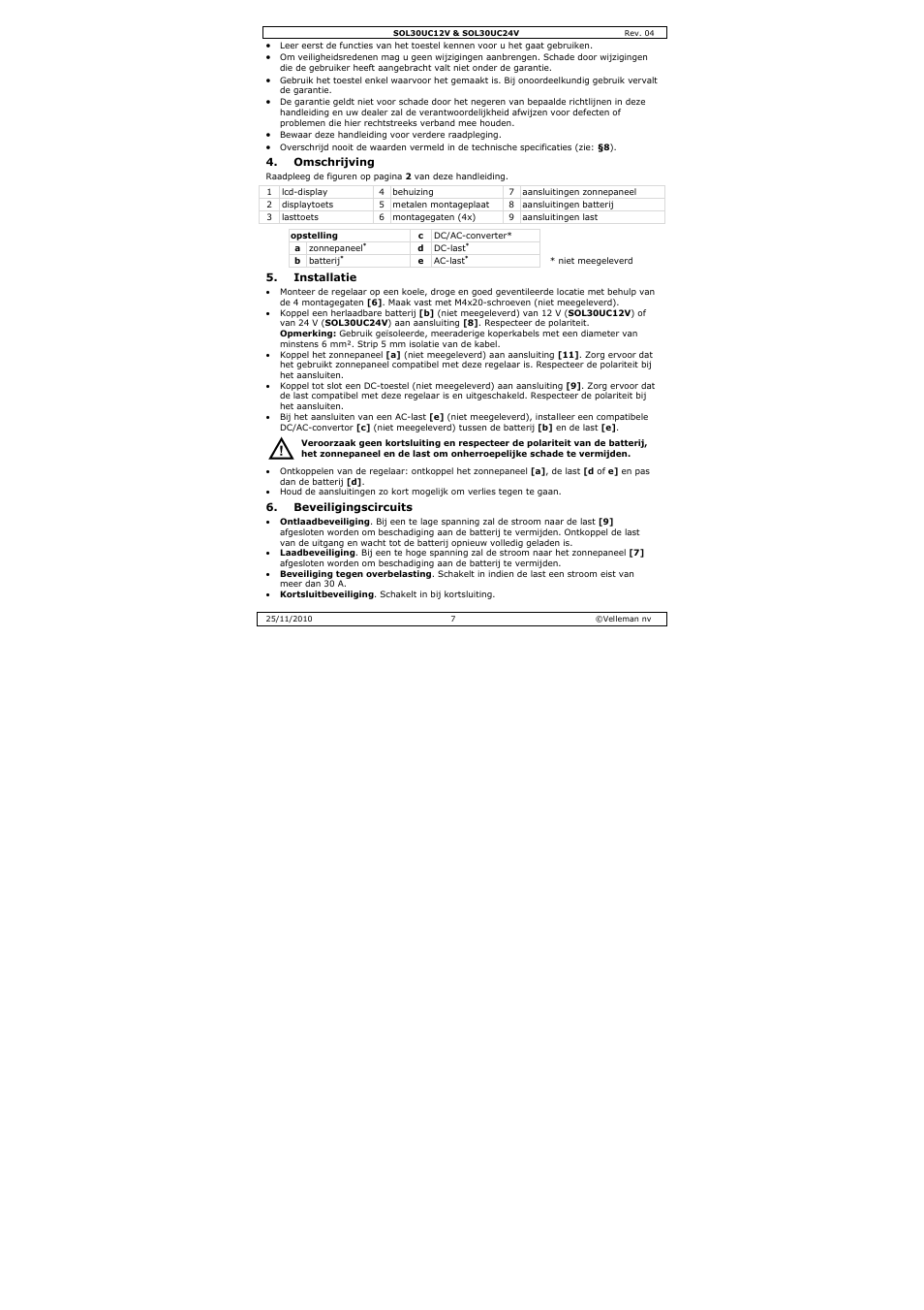 Velleman SOL30UC12V User Manual | Page 7 / 22