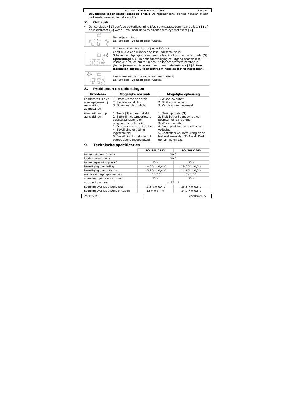 Velleman SOL30UC12V User Manual | Page 8 / 22