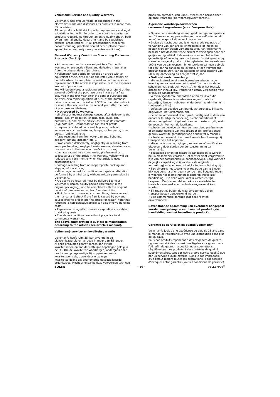 Velleman SOL5N User Manual | Page 16 / 18