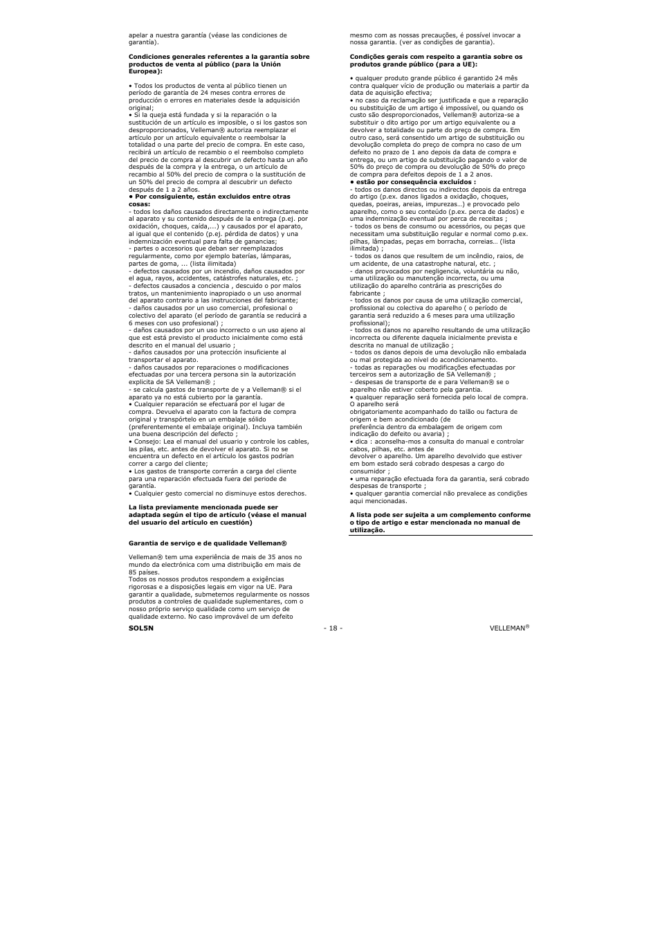 Velleman SOL5N User Manual | Page 18 / 18