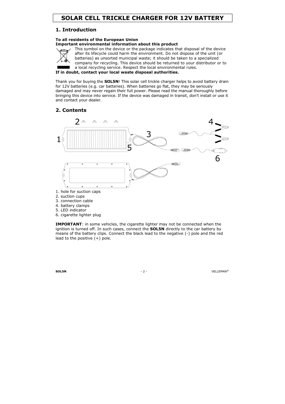 Velleman SOL5N User Manual | Page 2 / 18