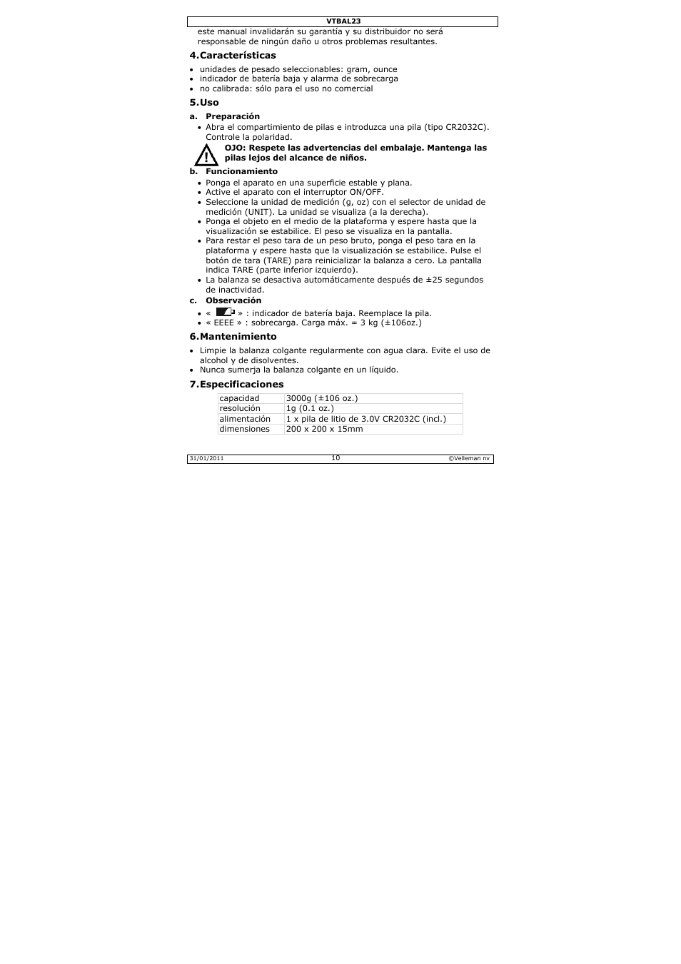 Velleman VTBAL23 User Manual | Page 10 / 16