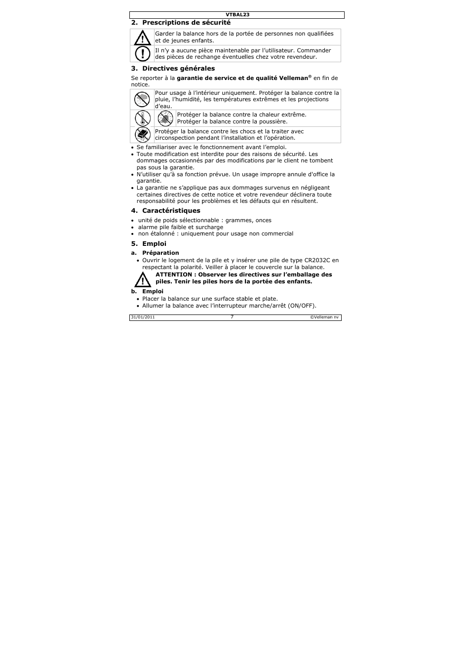 Velleman VTBAL23 User Manual | Page 7 / 16