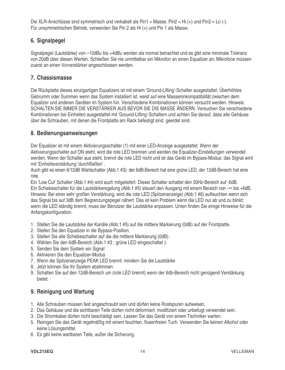 Velleman VDL215EQ2 User Manual | Page 14 / 15