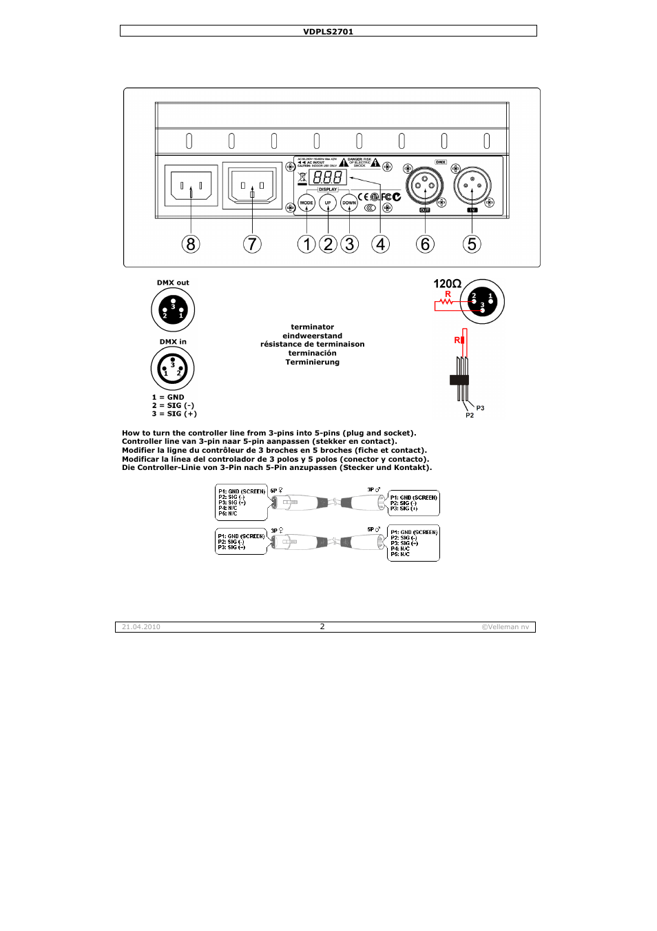 Velleman VDPLS2701 User Manual | Page 2 / 24