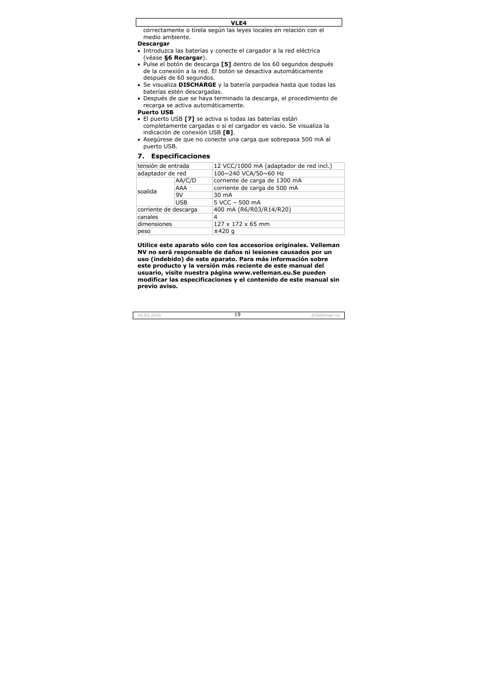 Velleman VLE4 User Manual | Page 19 / 27