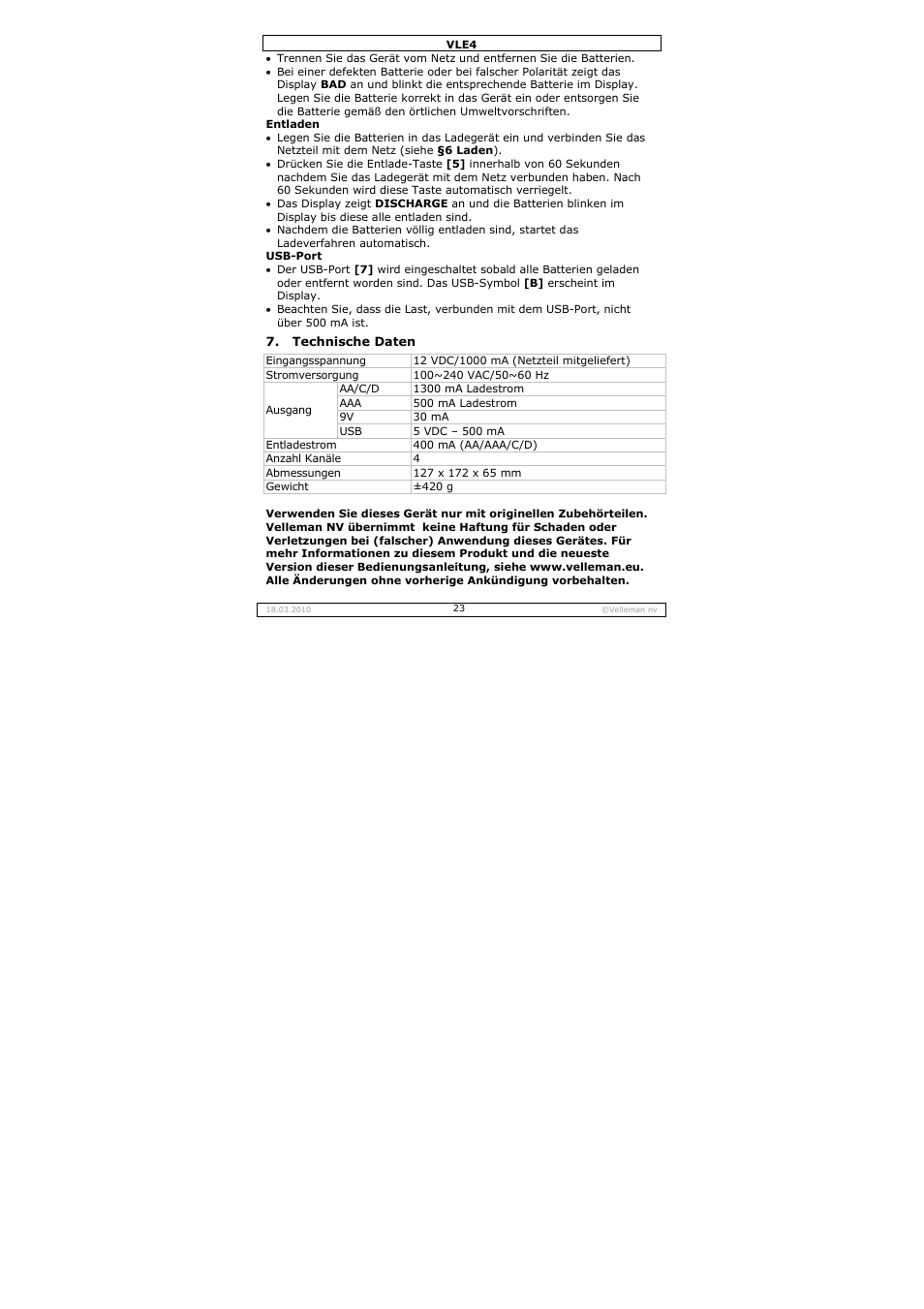 Velleman VLE4 User Manual | Page 23 / 27