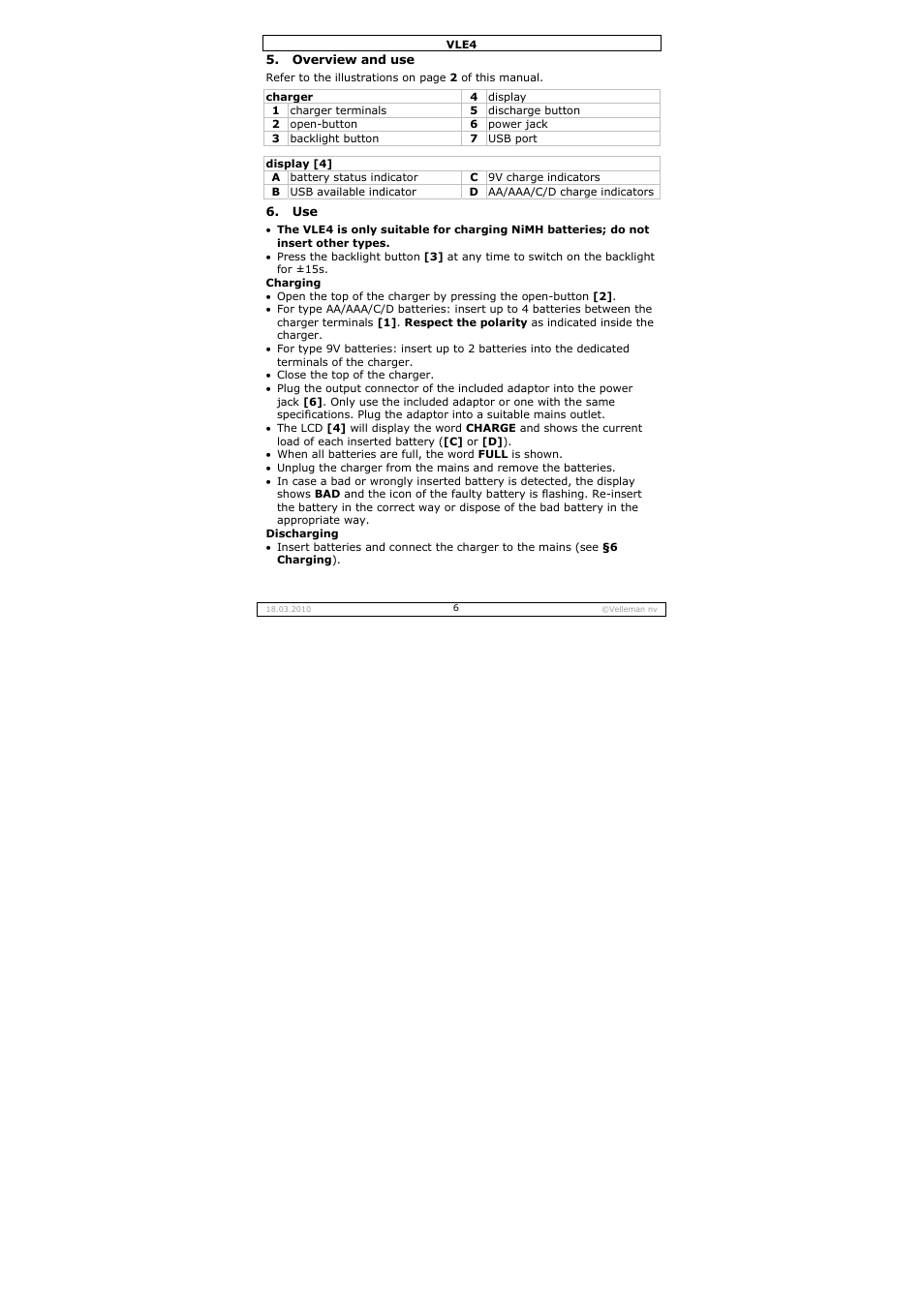 Velleman VLE4 User Manual | Page 6 / 27