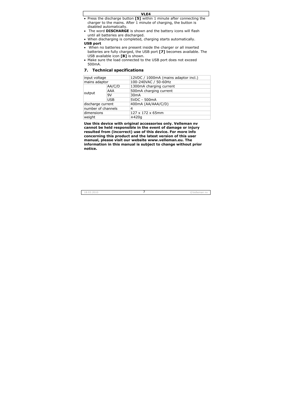 Velleman VLE4 User Manual | Page 7 / 27