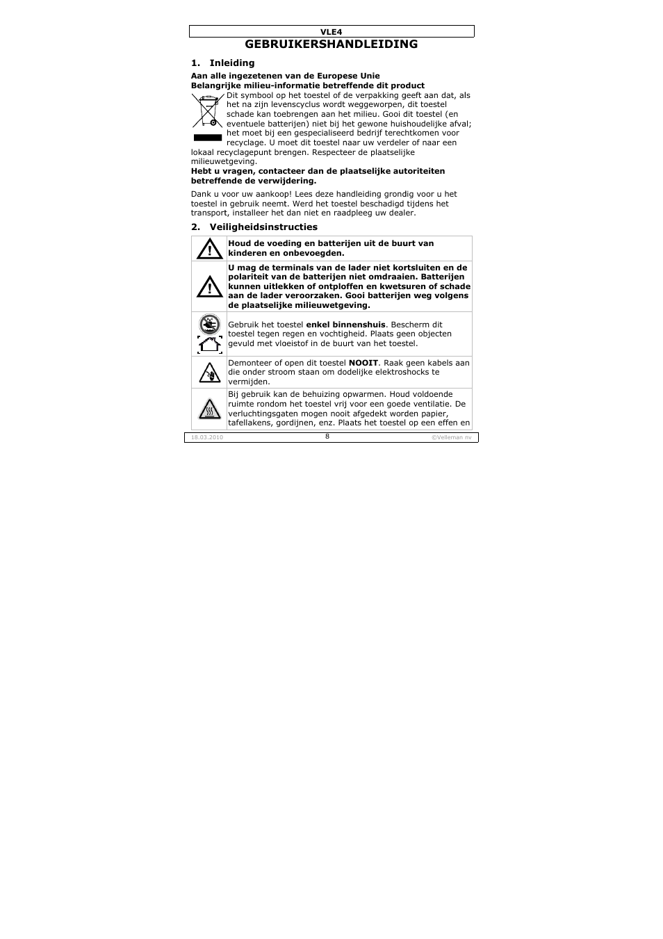 Gebru, Uikersha, Ndleidin | Velleman VLE4 User Manual | Page 8 / 27