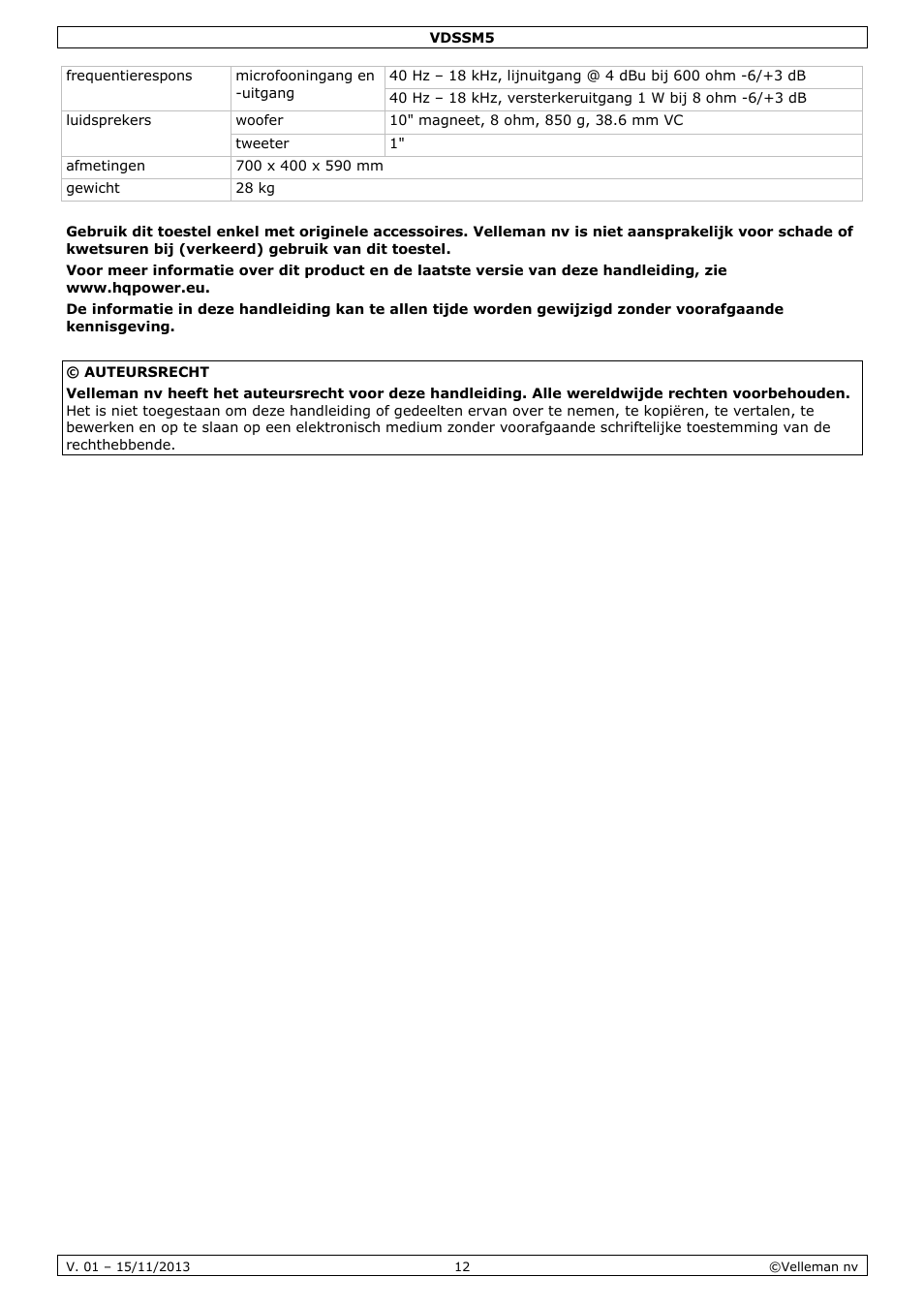 Velleman VDSSM5 User Manual | Page 12 / 28